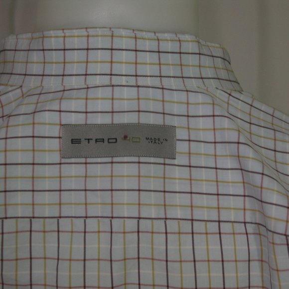 Etro Blue Plaid OCBD Size 40 Neck Size 15 - Picture 8 of 8